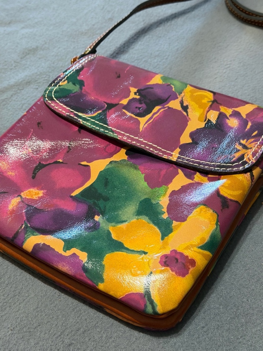 Patricia Nash Leather Blooming Romance Balluri Floral Crossbody Bag Purse - Picture 2 of 12